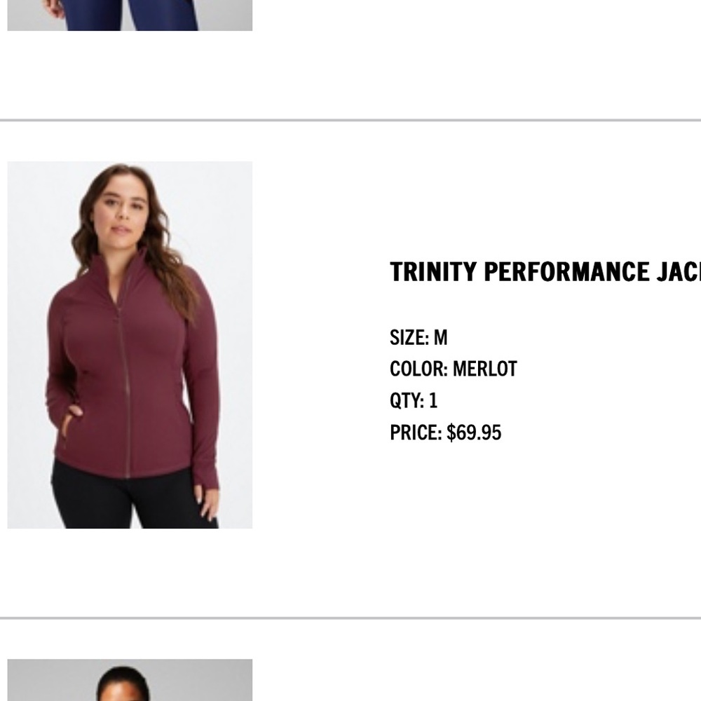 Fabletics Trinity performance jacket Merlot size medium